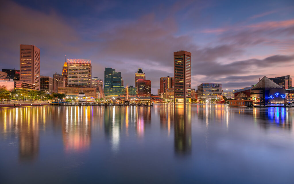 Cityscape image of downtown Baltimore, Maryland