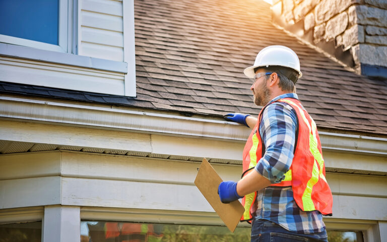 Worker inspecting home